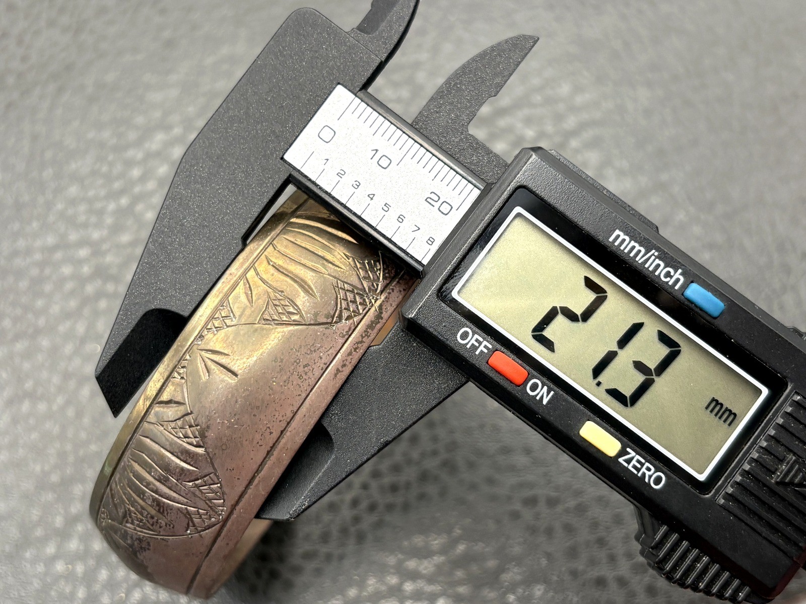 Vintage Brass Tone Plated Bangle Bracelet Wide Engraved Ethnic Boho Bohemian