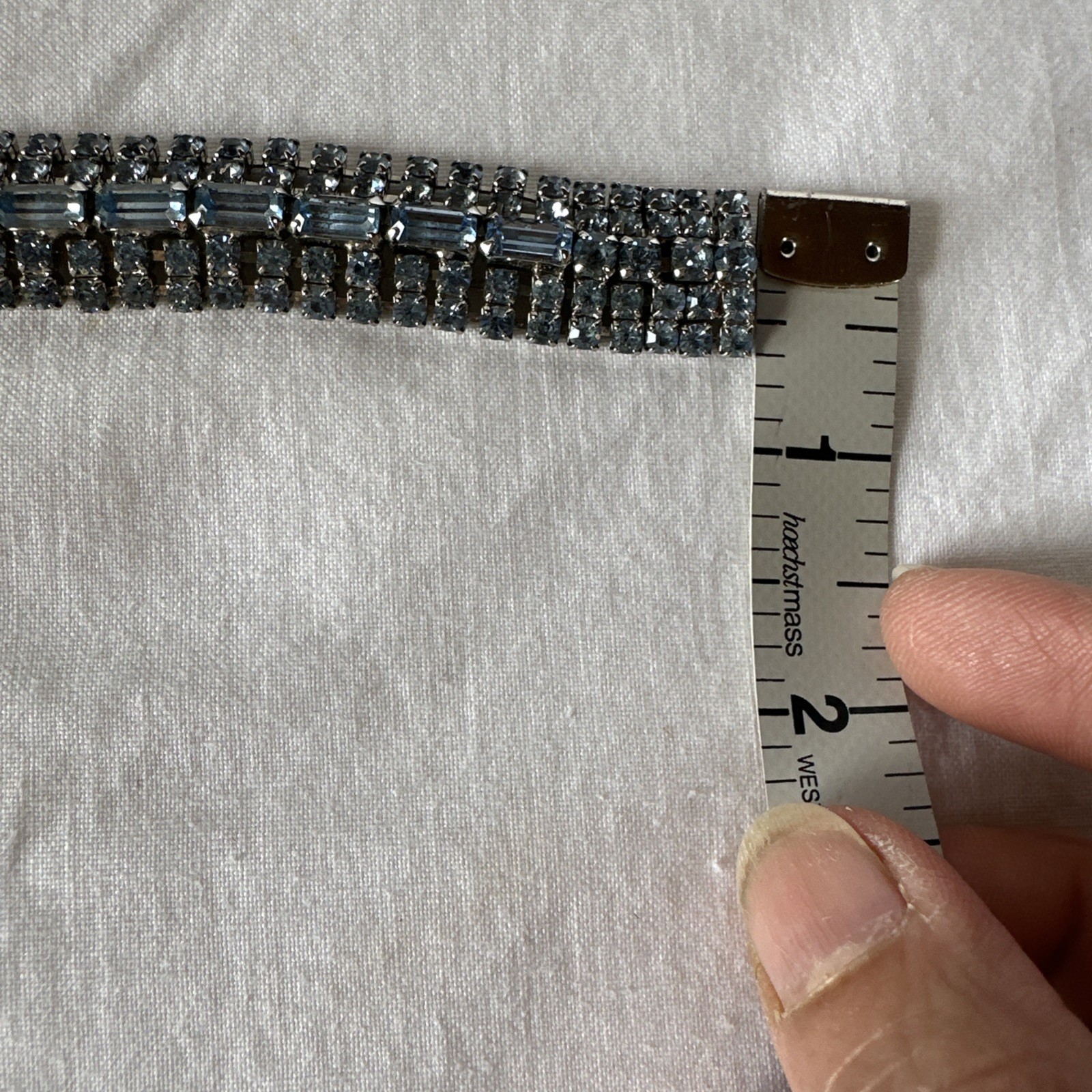 Vintage 1950 Blue Rhinestone Baguette Necklace And Bracelet