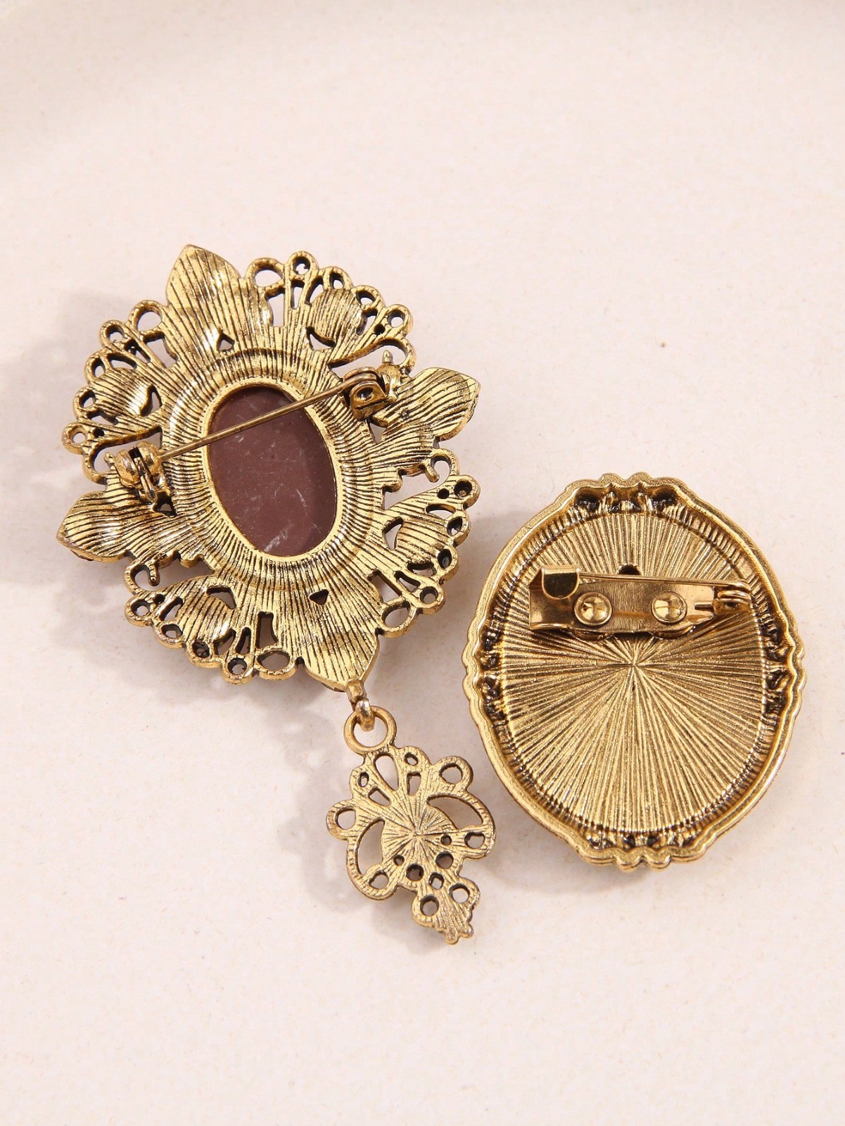2 Pcs Blue Elegant Victorian Vintage Court Style Cameo Brooch Pin Lady Portrait