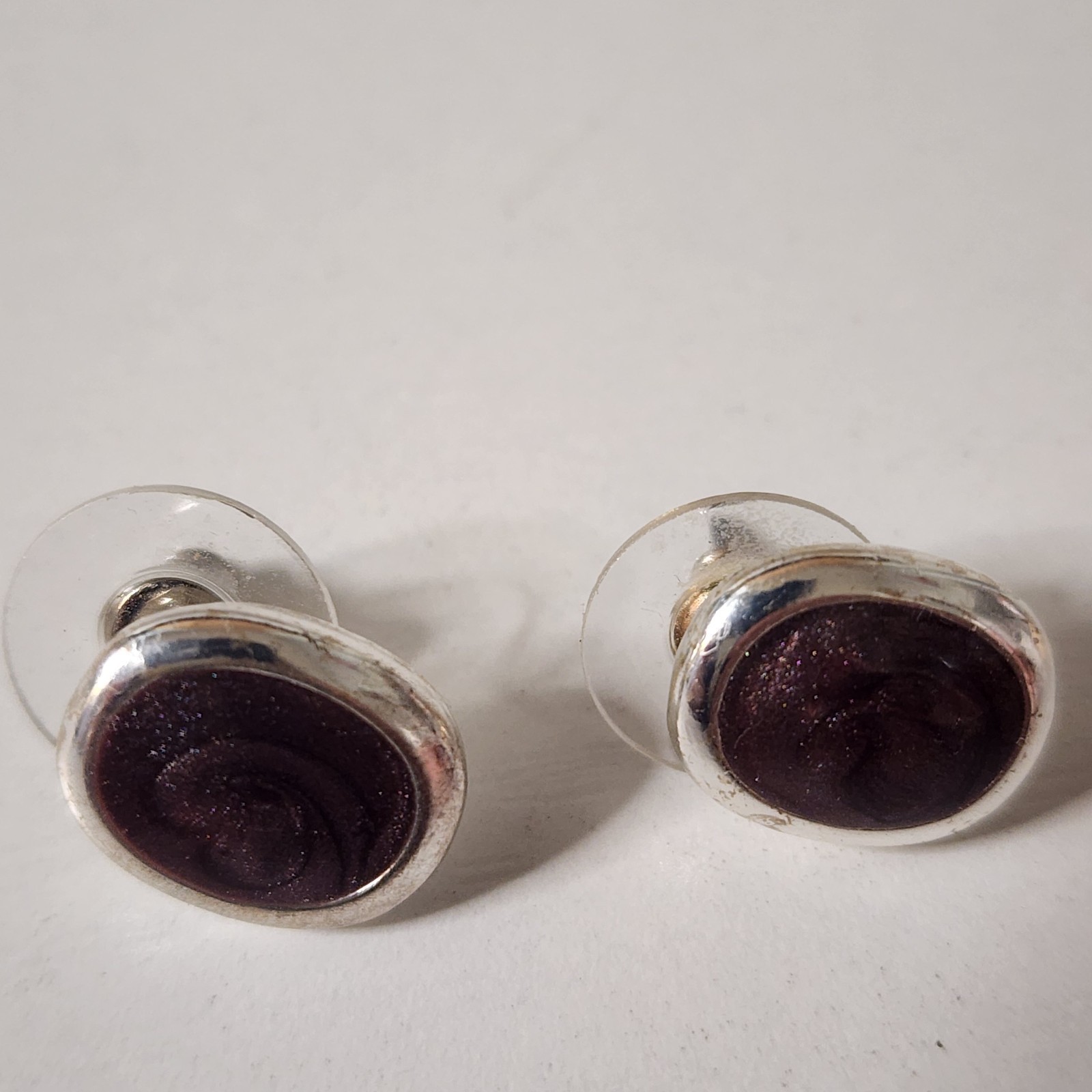 Oval Purple Stone Celestial Sparkly Vintage Earrings Women’s 1/2″ Inch Stud