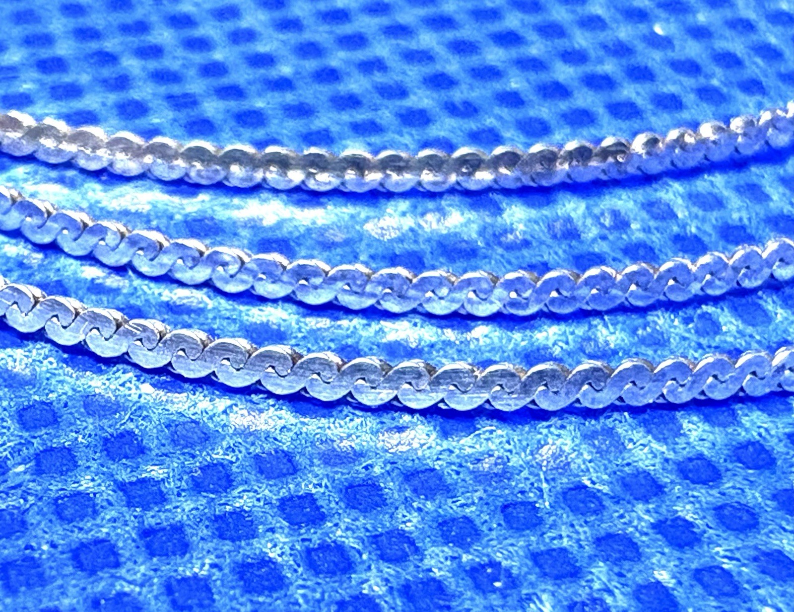 Herringbone S Wave Chain 925 Silver 15.5” 41cm Necklace VINTAGE Italy 1.5g