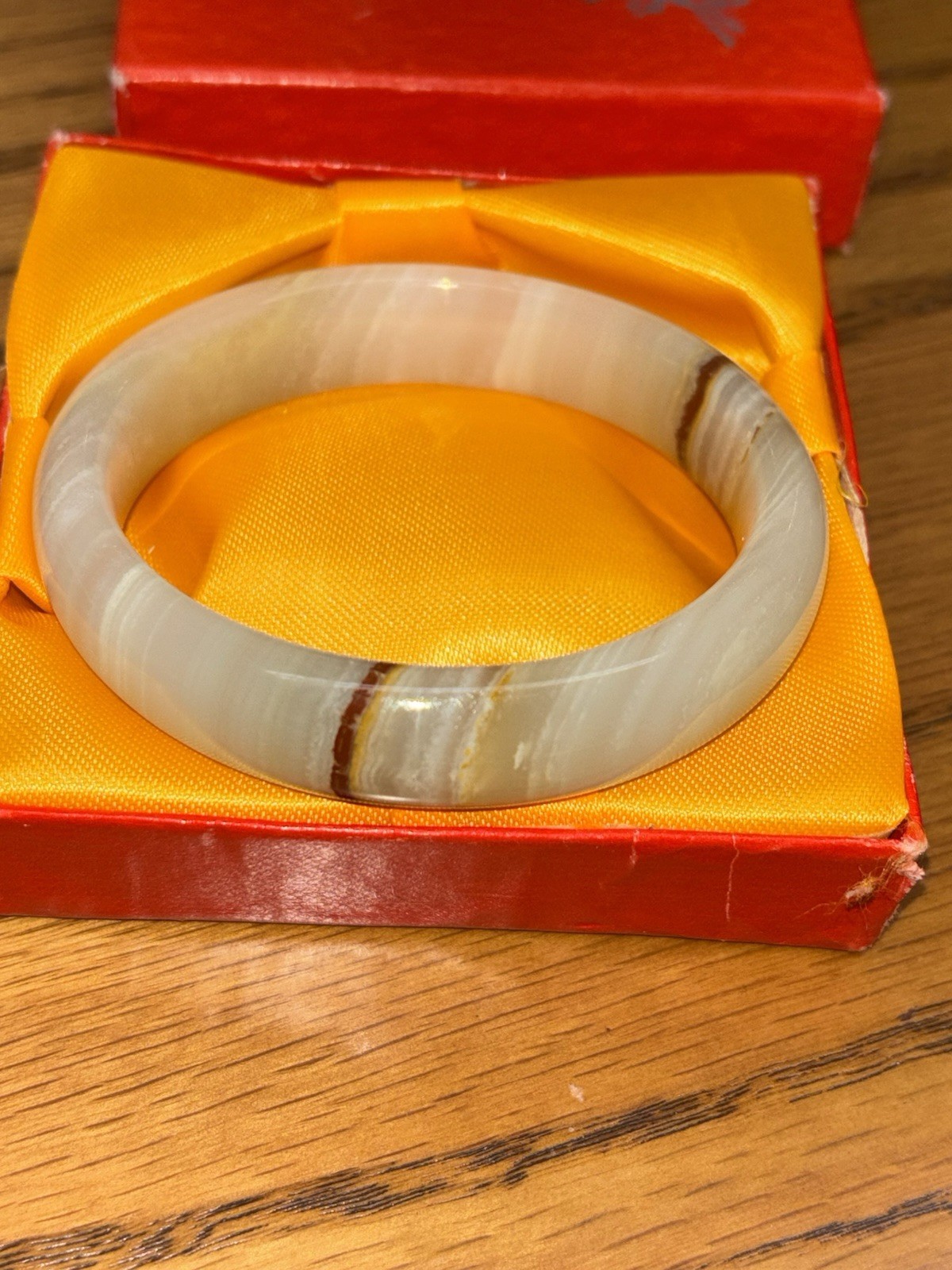 Vintage Natural Pale White Green Jadeite Jade Gemstone Bangle Bracelet