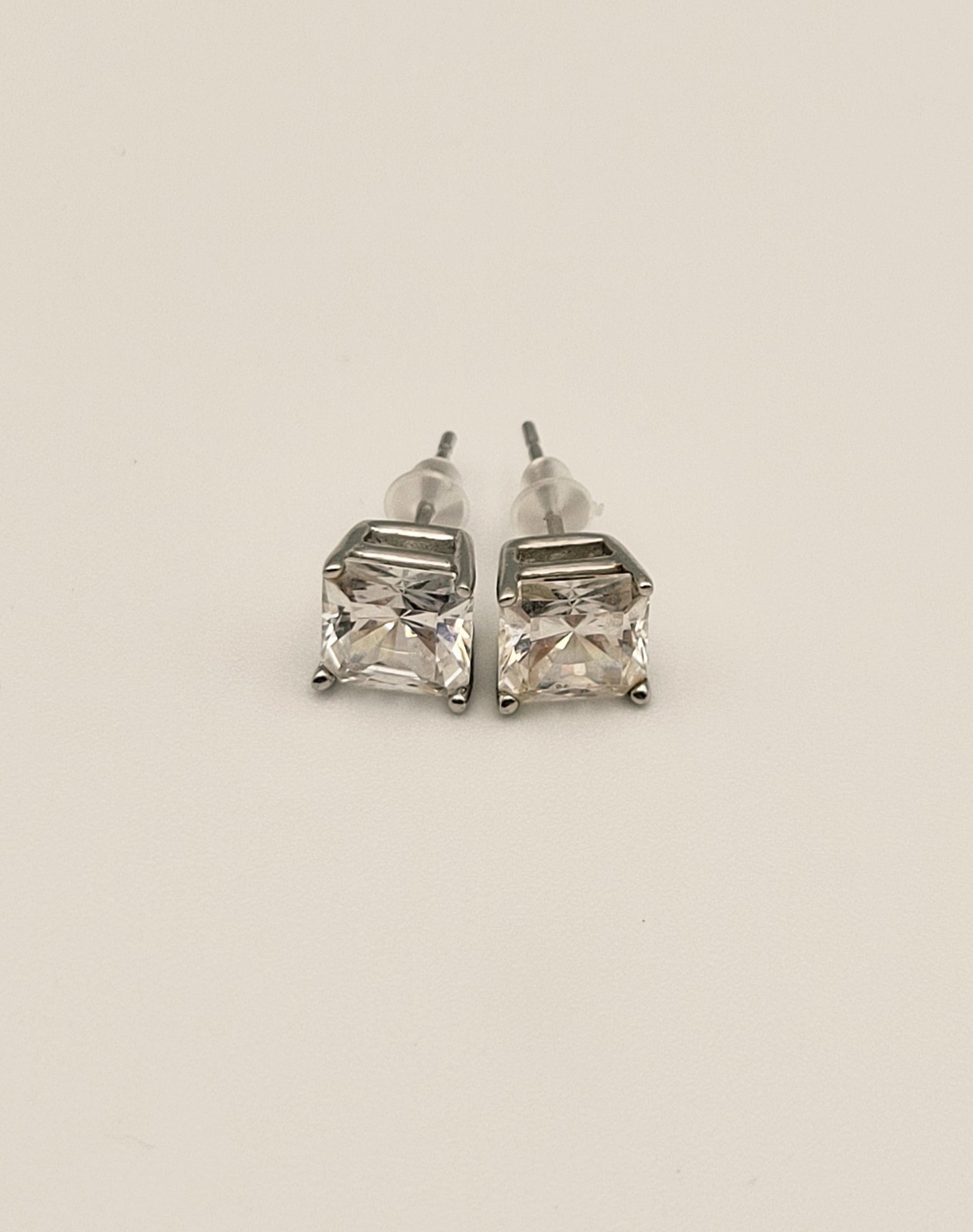 UTC sterling silver princess cut CZ stud earrings