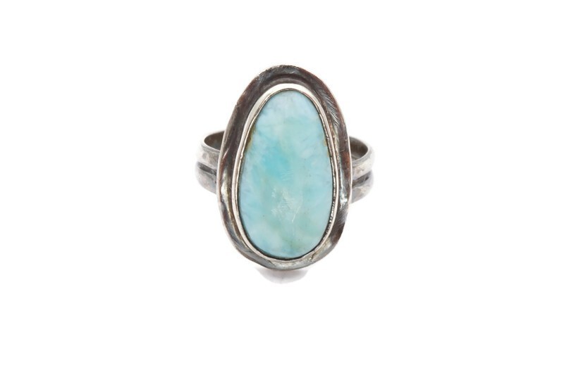 Vintage Sterling Silver 925 Larimar Ring Size 8.25