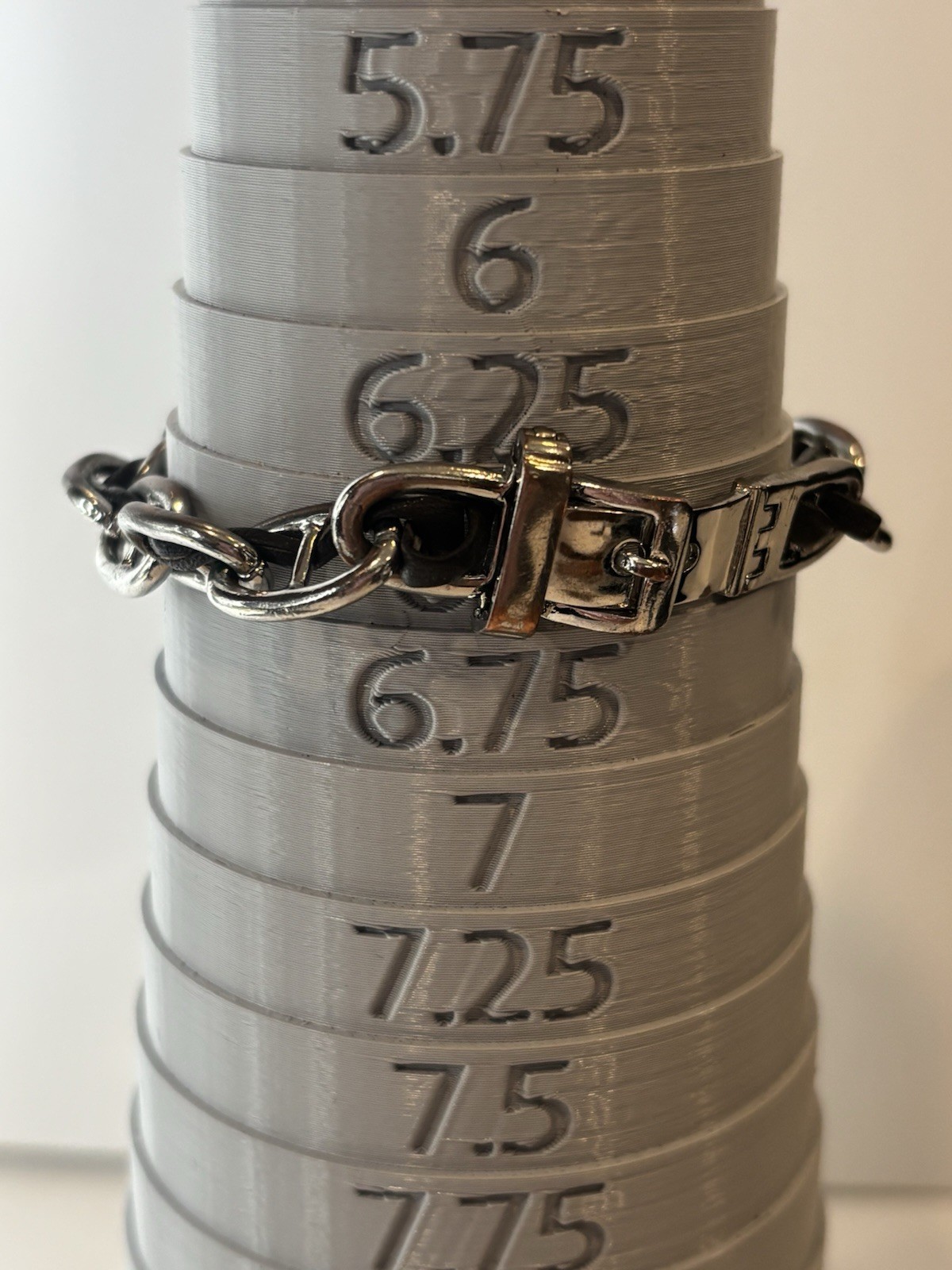 Vintage Ralph Lauren RL L Chain Link Belt Buckle Bracelet Silver Tone 6.75”