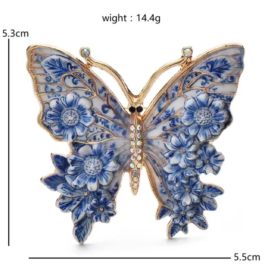 Vintage Big Flower Butterfly Brooch Pin – Rhinestone Mother’s Day Gift for Her