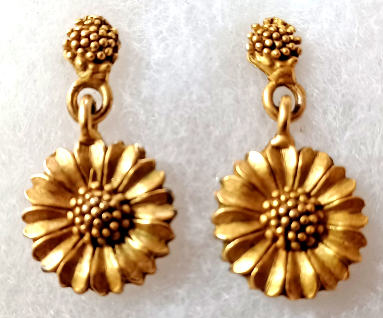 EH Eivind Hillestad Earrings Stud Sunflower Daisy Post Dangle Gold Vintage