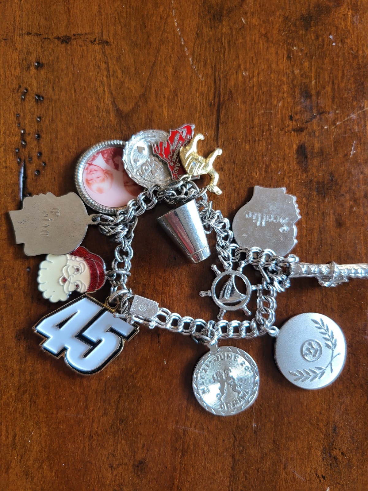 Vintage Silvertone Lightweight Charm Bracelet Mixed Metals Westinghouse 5 YR