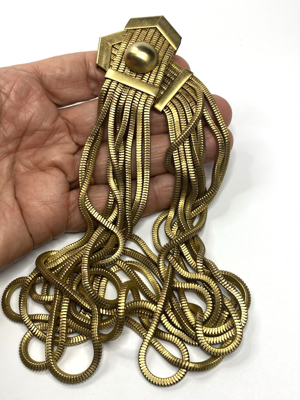 Multi Strand Thick Gold Tone Buckle Choker? 15″ Rare
