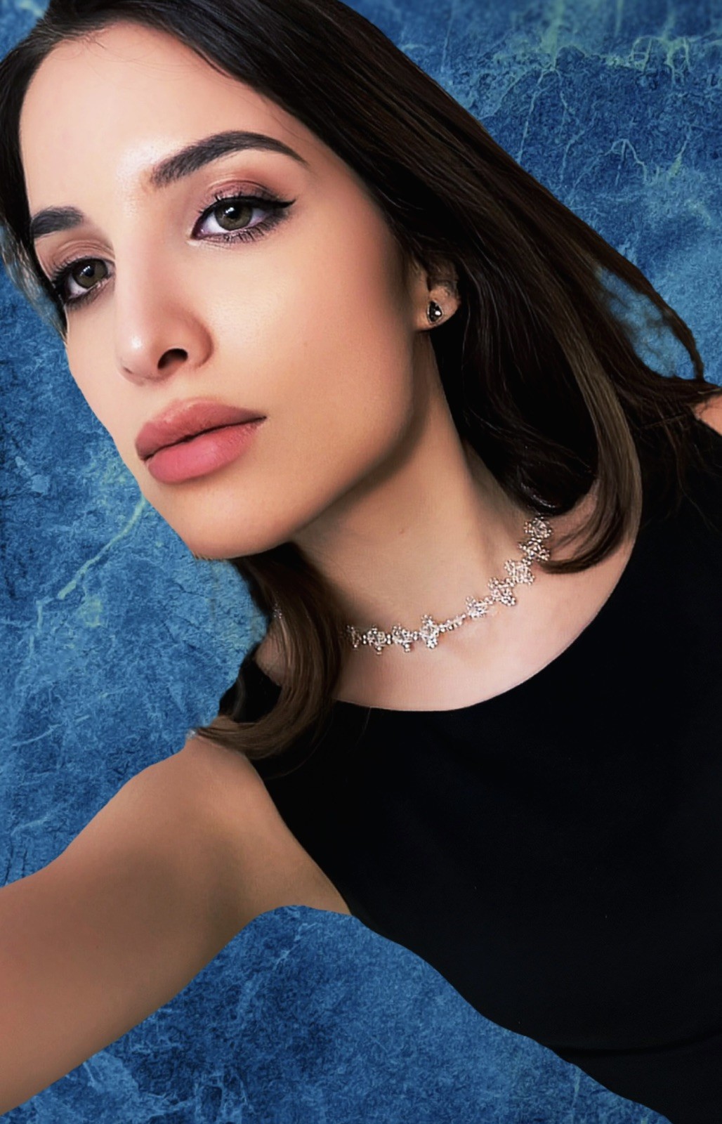 Handmade 925 Silver & Crystals beaded collar necklace W/925 Magnetic Clasp