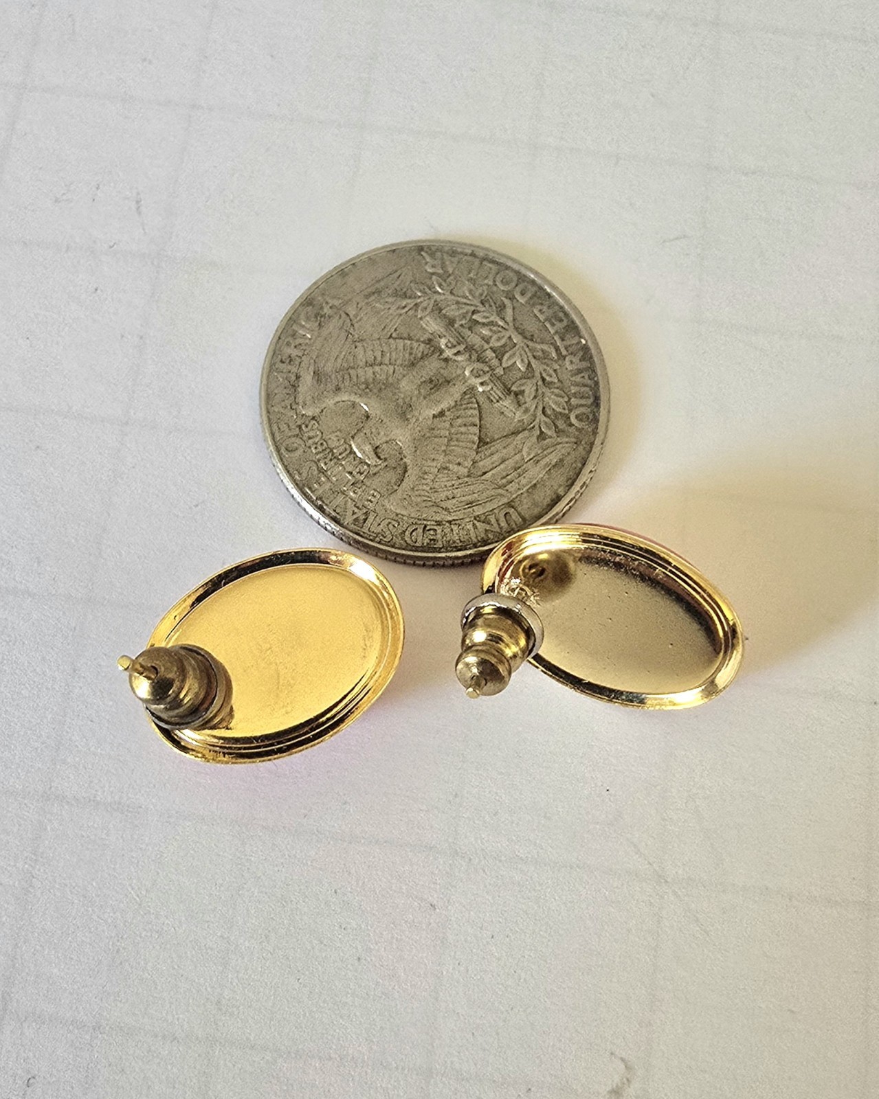 Vintage 80’s NOS Gold Tone Orange Cab Oval Pierced Earrings Made in USA New