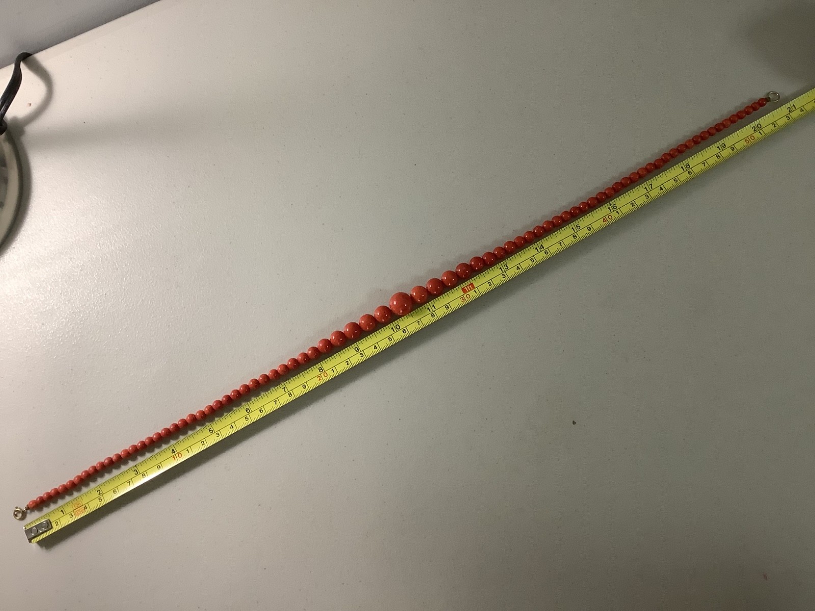 Antique genuine red coral graduated bead necklace 21 in 43.84g