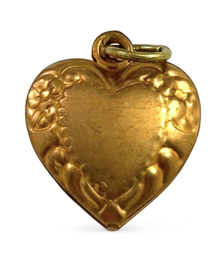 Vintage Heart Charm Puffy Heart Pendant Brass Vintage Jewelry Women Gift For Her