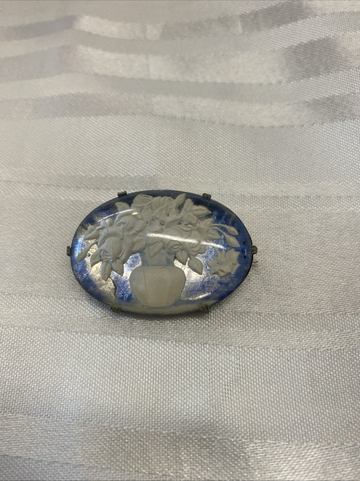 Antique Vintage Czech Glass Flower Brooch