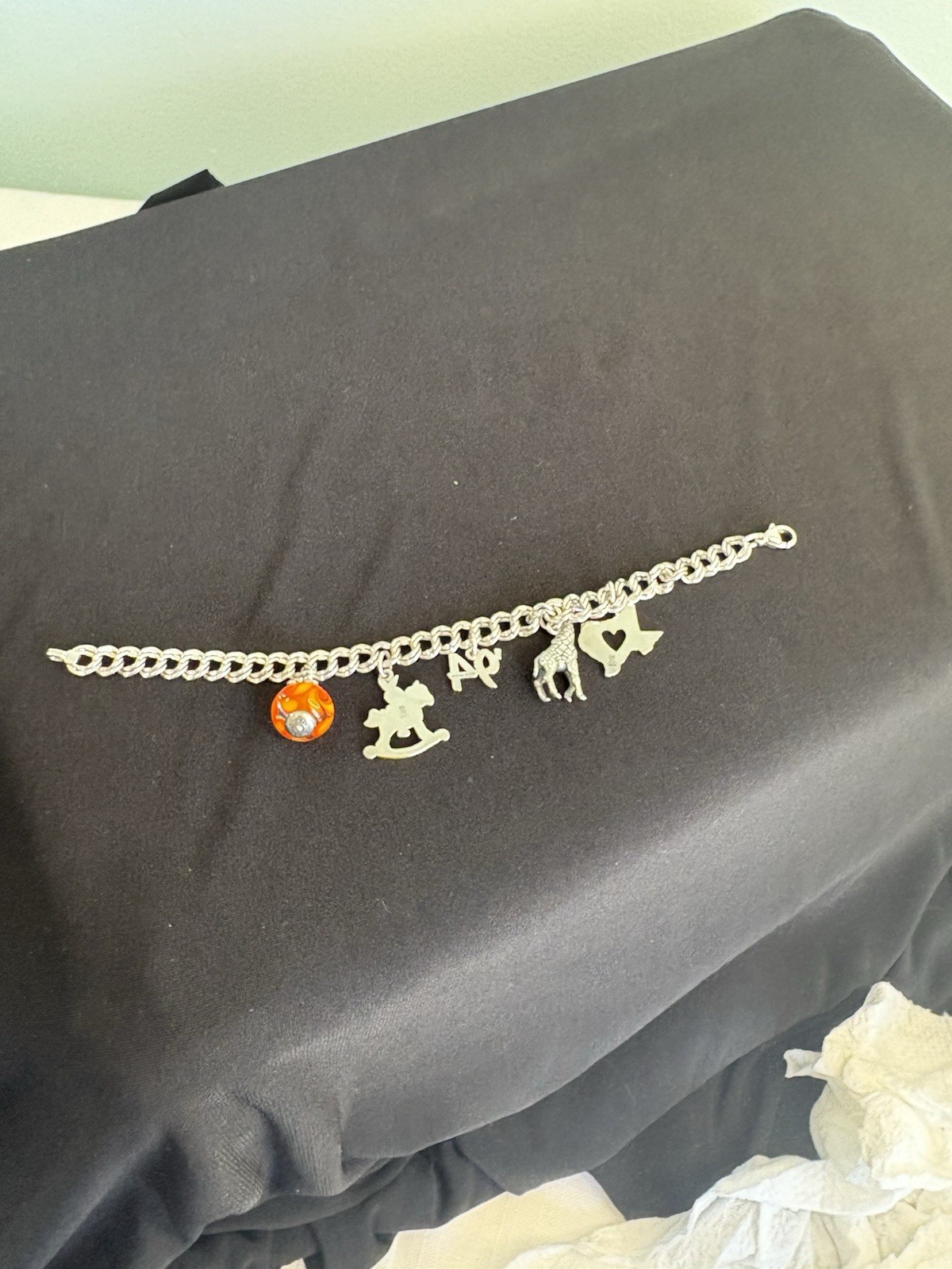 Vtg James Avery Double Curb Bracelet w/3 Rare Retired Giraffe/Sun/Rabbit