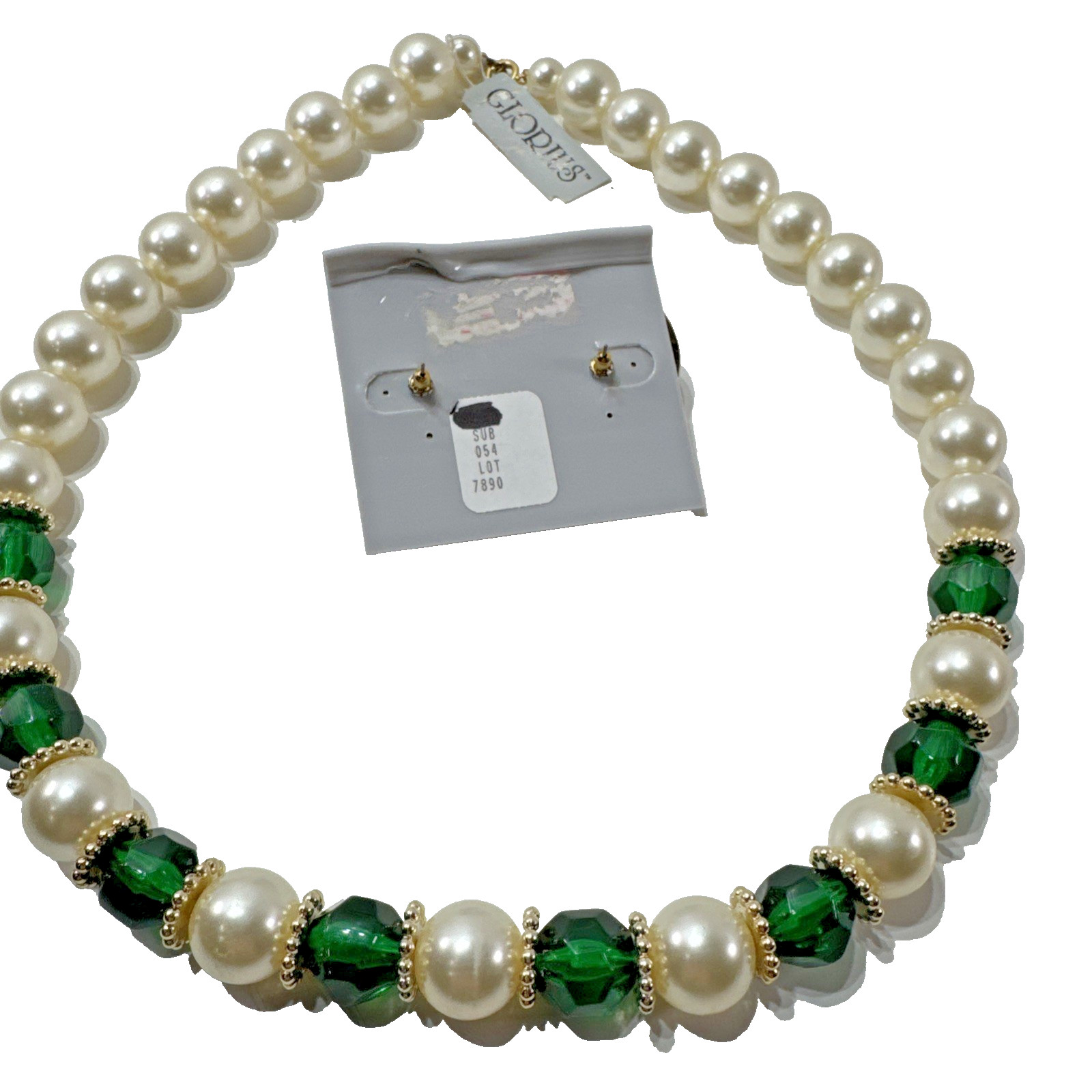 NEW OLD STOCK Vintage GLORIUS BRAND 80s Chunky Costume Necklace & Earrings