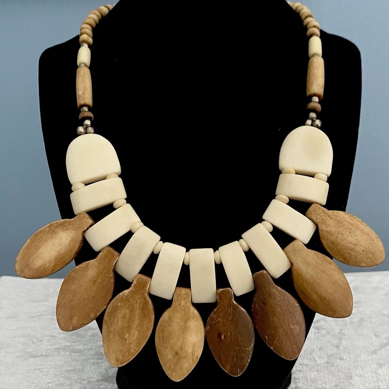 African Tribal Bib Necklace Statement Beaded Vintage Bohemian Native Ethnic