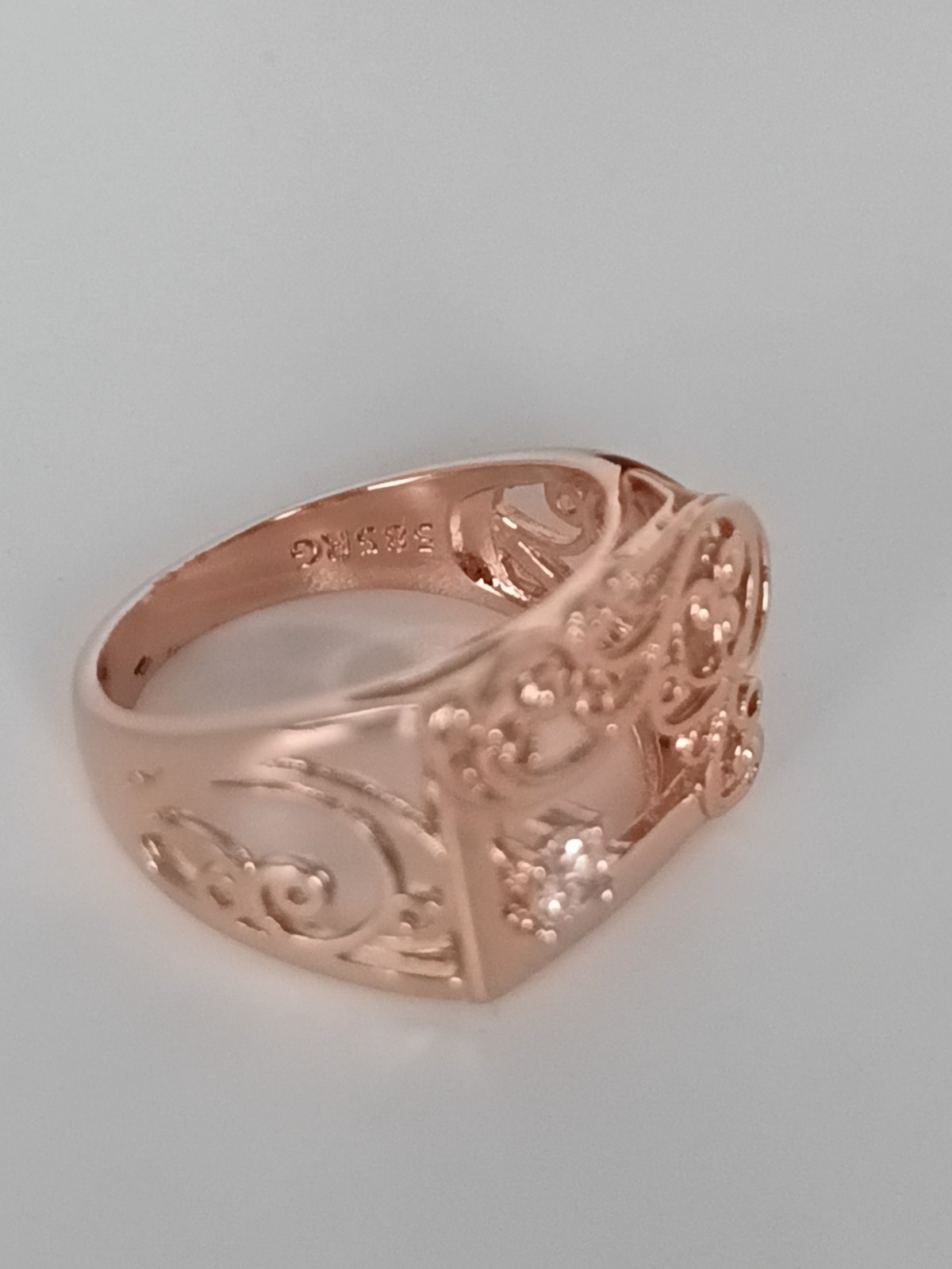 Vintage 1990-s 14 Ct Rolled Gold Zircon Ring Size UK P US 7 1/2- Hallmarked!