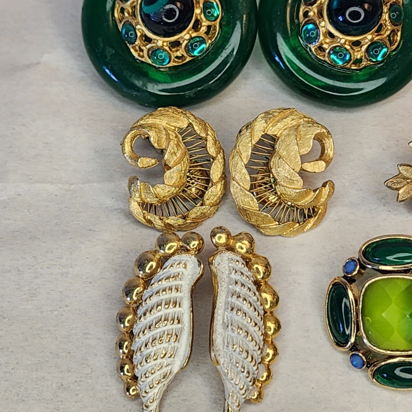 Lot 8 Pair Vintage Clip Earrings All Signed / Marked