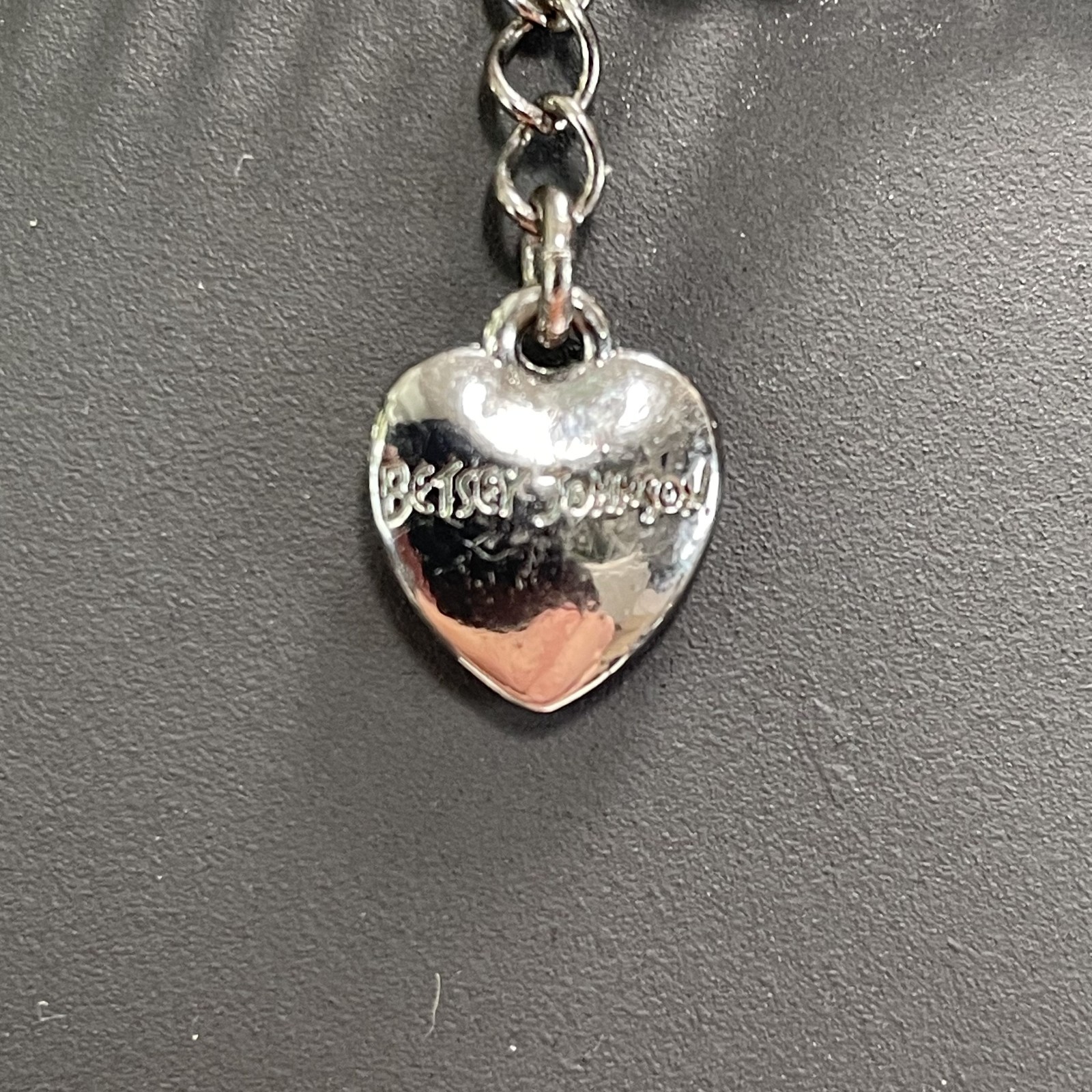 Gothic Betsey Johnson Snake Pattern Glass Heart & Bow Rhinestone Dual Necklace