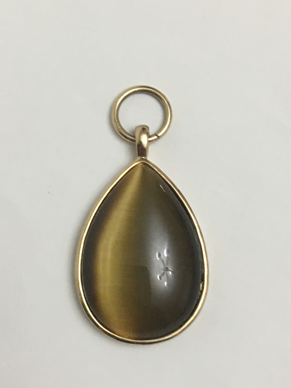 Tiger Eye Stone Pendant With Gold Tone