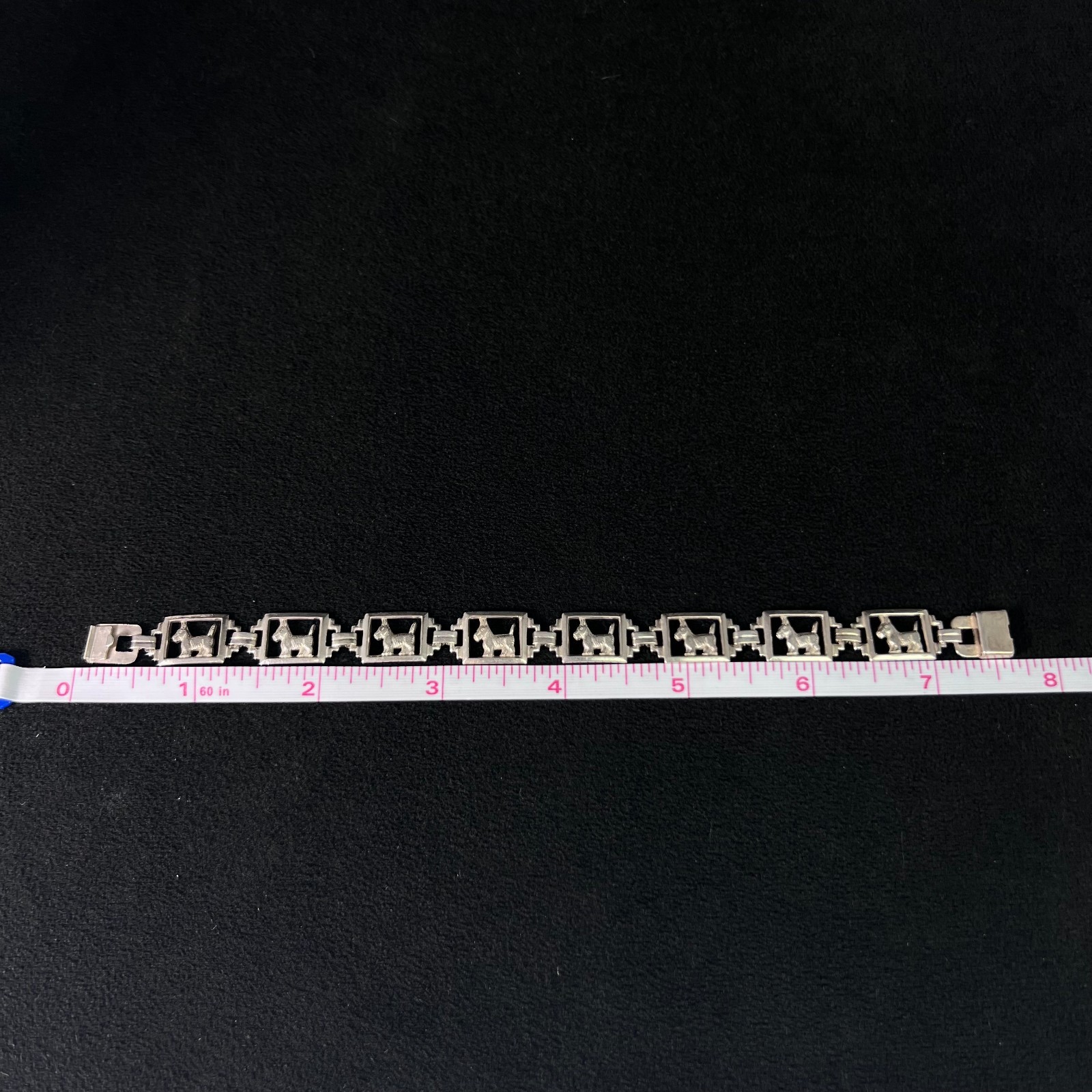 Sterling Silver Scottie Dog PanelBracelet 7.5″ .41g .925
