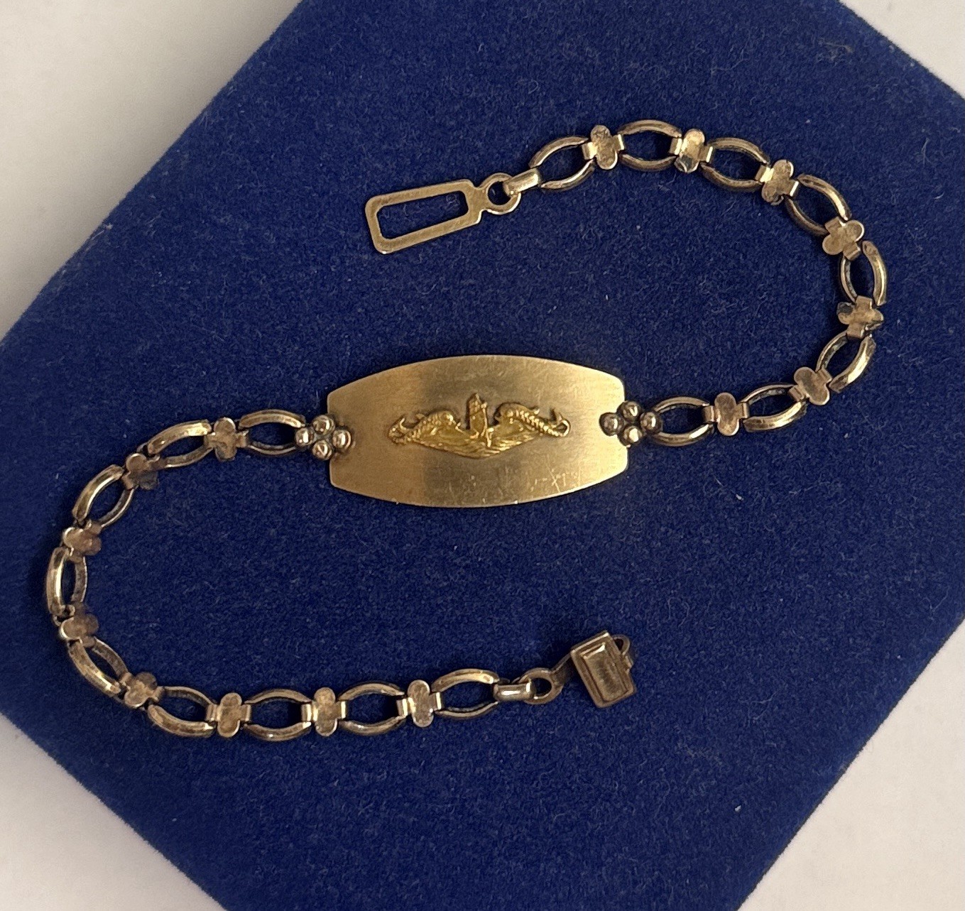 RARE! GOLD FILLED WWII US Navy Officer Submarine Deep Wave Dolphin Gf bracelet