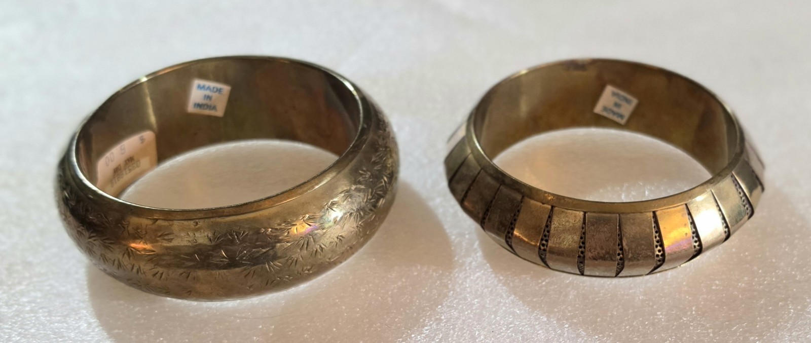 Vintage Made In India Chunky Brass Bangle Bracelet Jewelry Lot