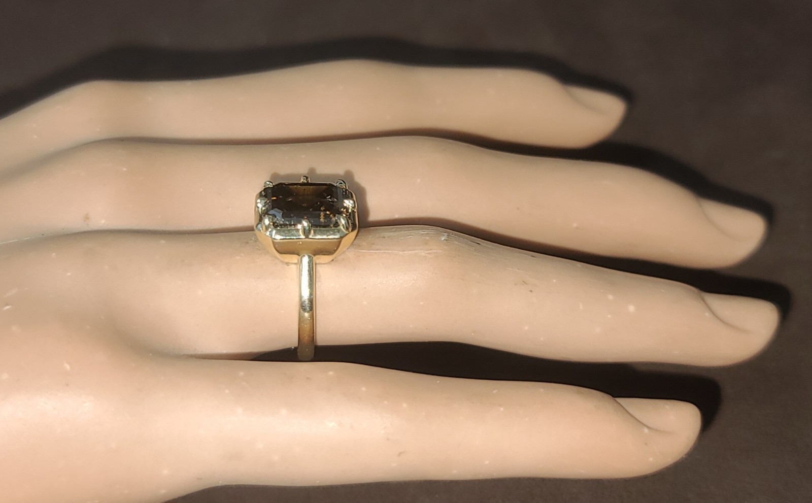 14k Yellow Gold Engagement Ring 4.46ct.Natural Asscher Cut Champagne Diamond