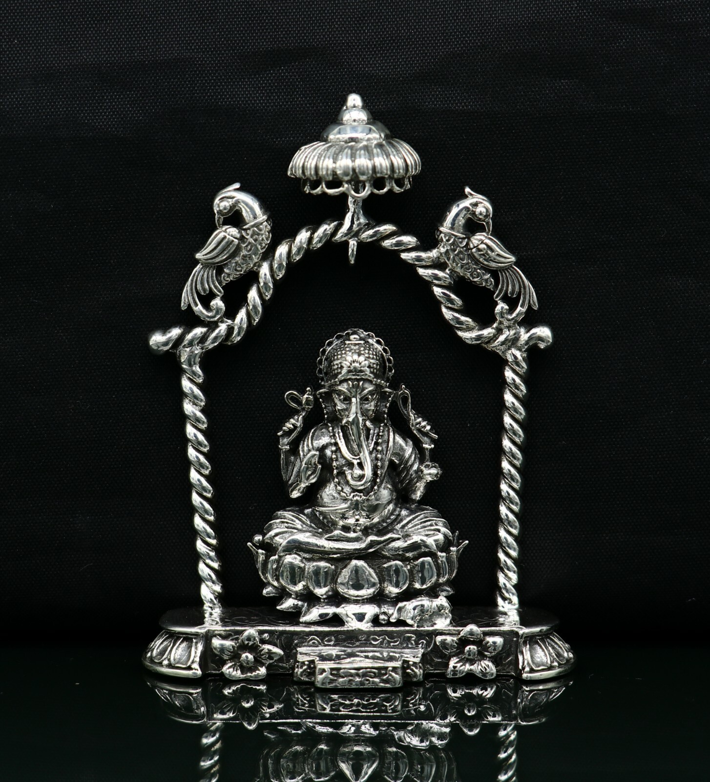 925 pure silver God Ganesha statue, figurine, puja article home temple art05