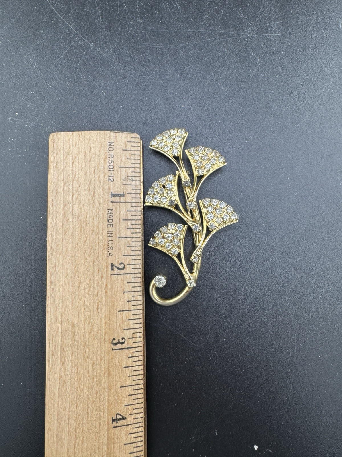 Unmarked Rhinestone Elegant Brooch / Pin (Loose Back) See Pics
