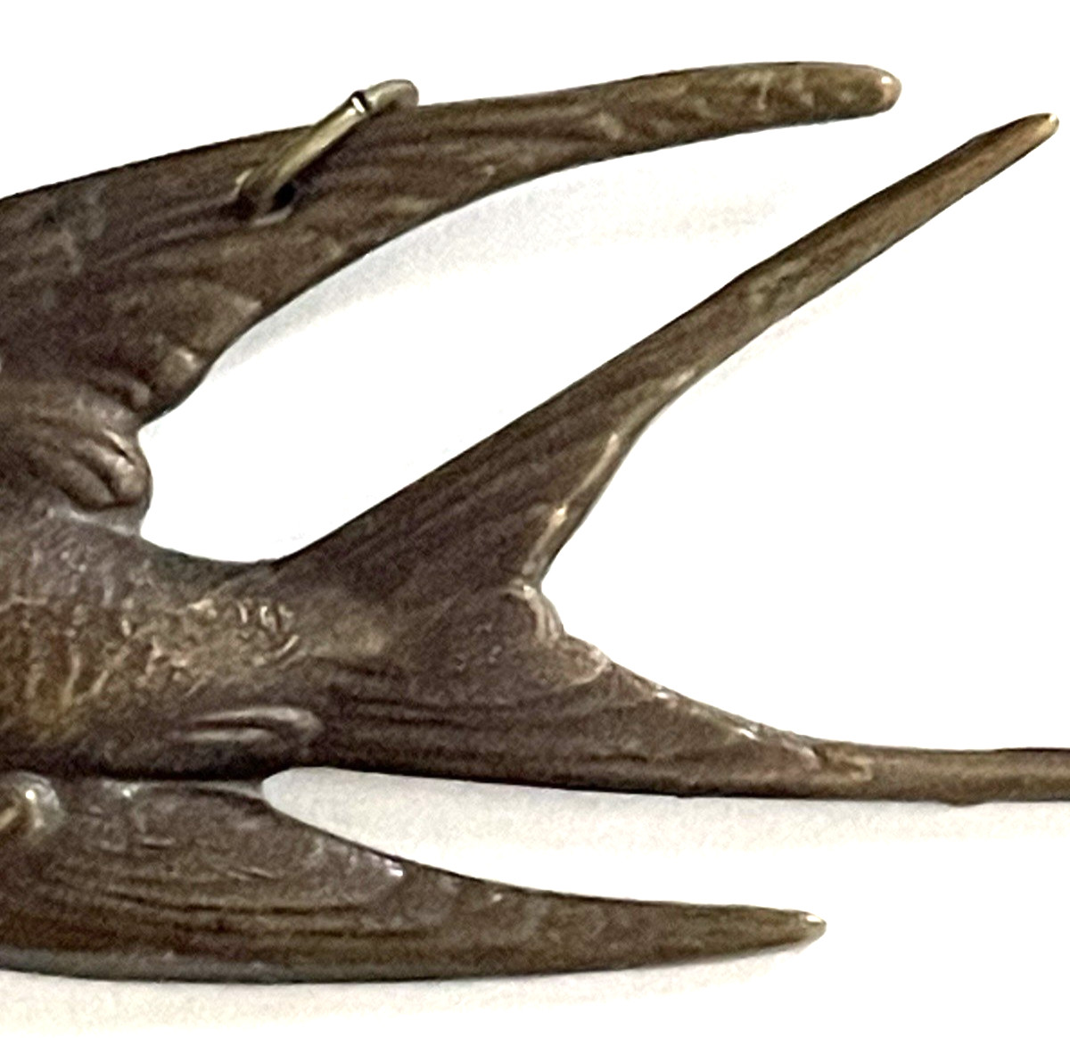 BRASS BIRD PENDANT Only Stamped Metal Diving Flying Swallow 3.5″ No Chain