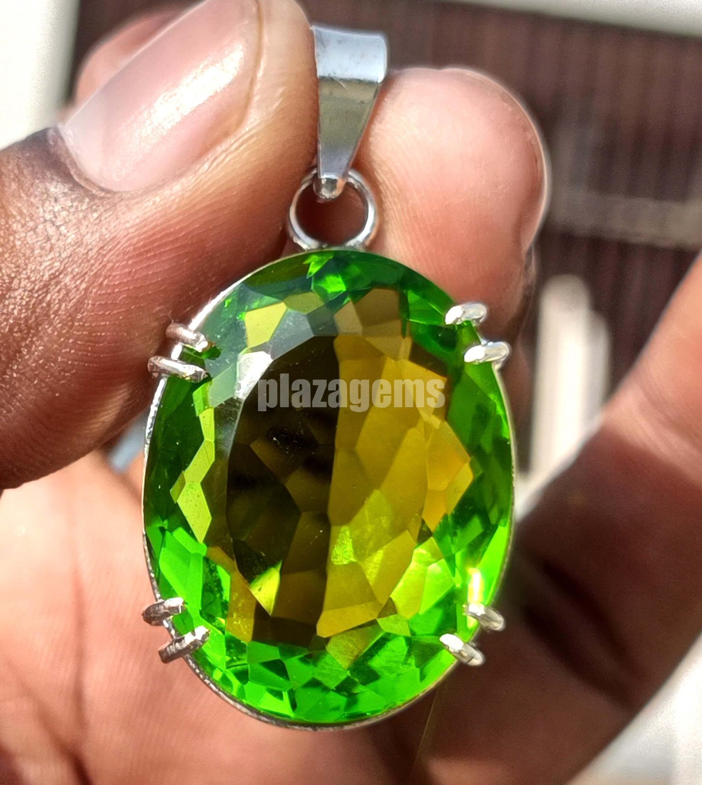 EGL Certified 54.15 Ct Green Peridot Oval Cut Pendant 925 Sterling Silver 5AOF