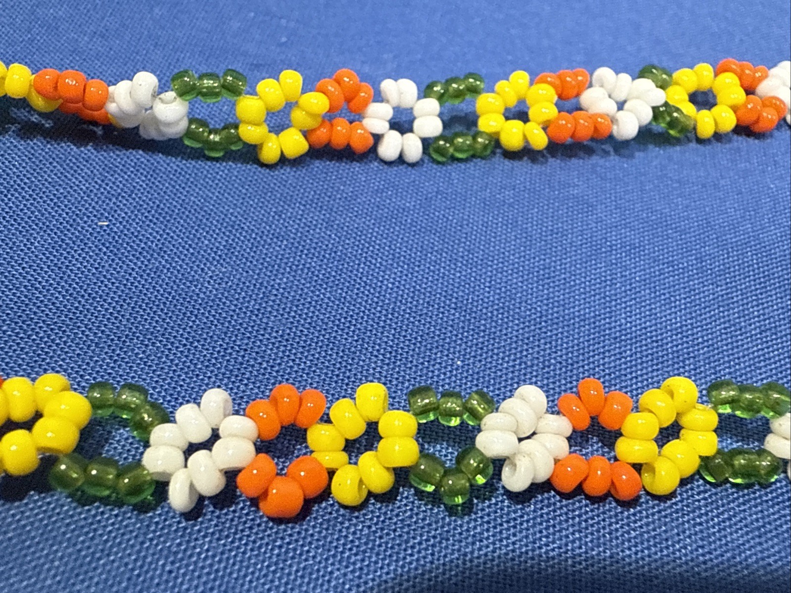 Set Of 2 Vintage Beaded Necklaces Floral, Blue, BOHO Hippie