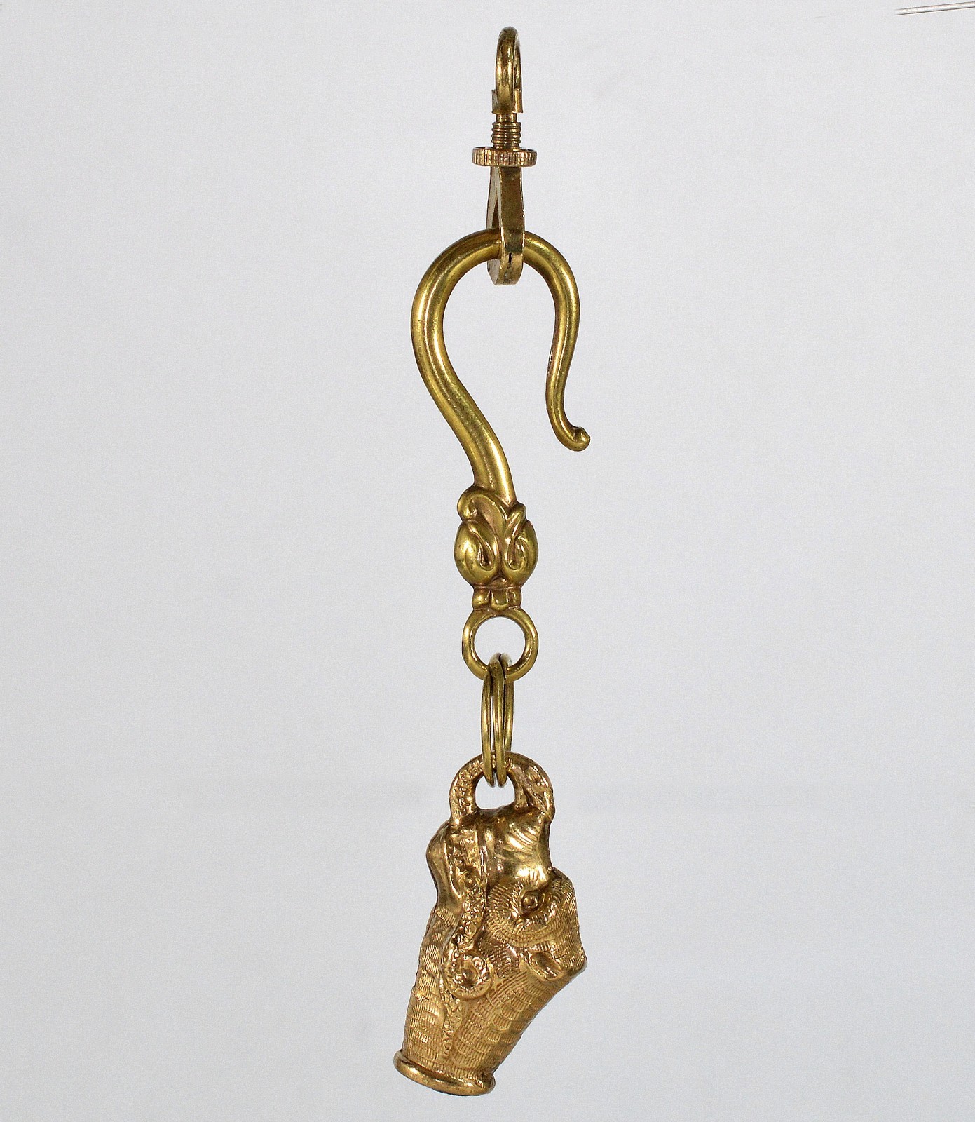 ANTIQUE GEORGIAN DOG SNAKE FIGURINE PENDANT FOB PINCHBECK C.1820