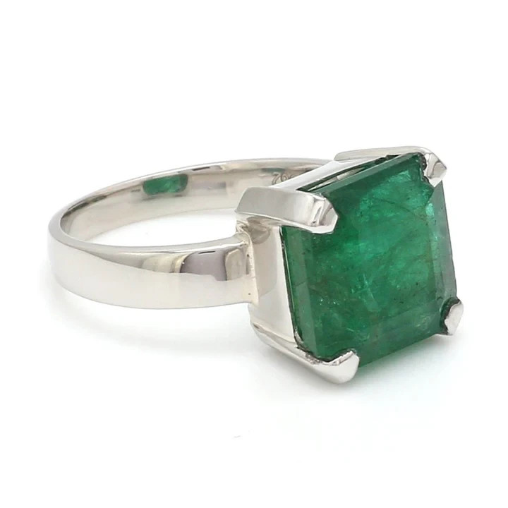 4.20 Ct Natural Emerald Art Deco Vintage Engagement Ring 925 Sterling Silver