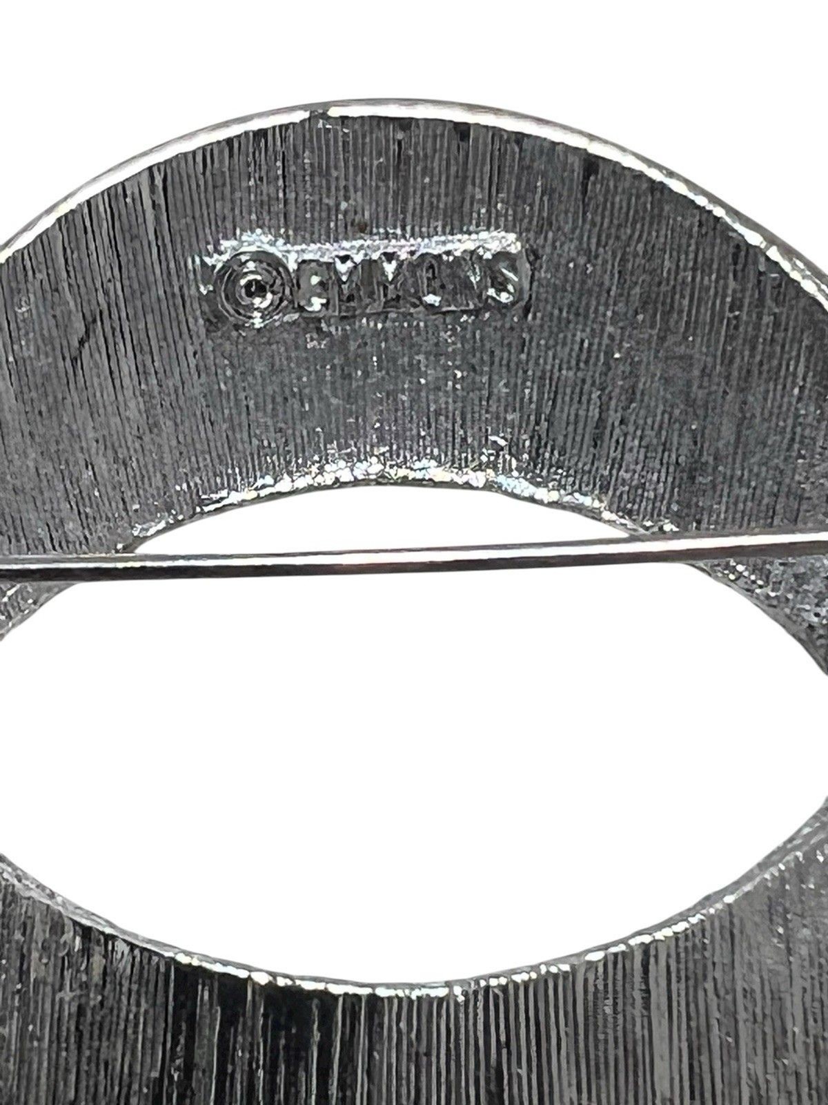 Vintage EMMONS Signed Flower Brushed Silver Tone Brooch Scarf Estate Pin Retro