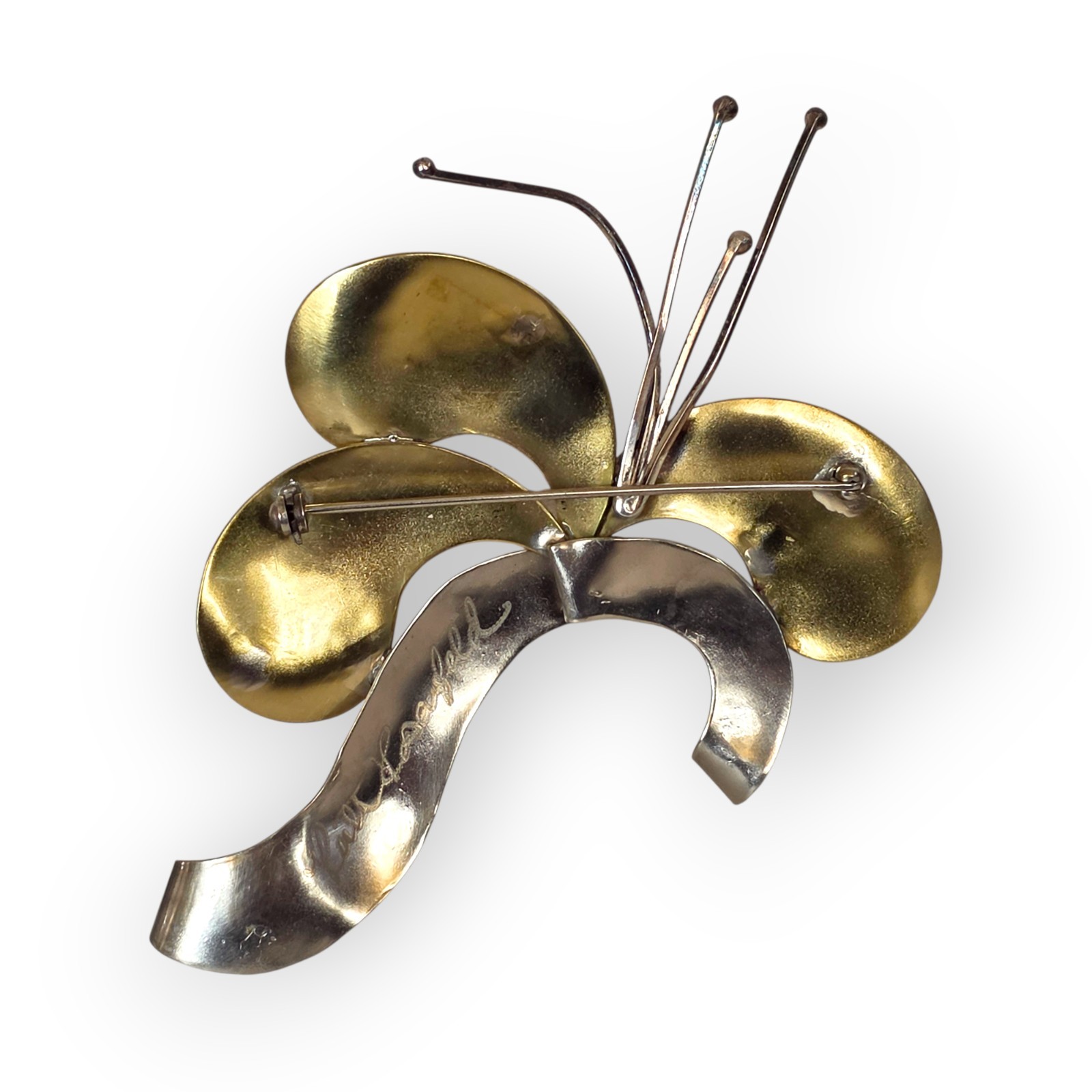 VINTAGE RUTH ROSENFELD MIXED METALS MODERNIST BROOCH