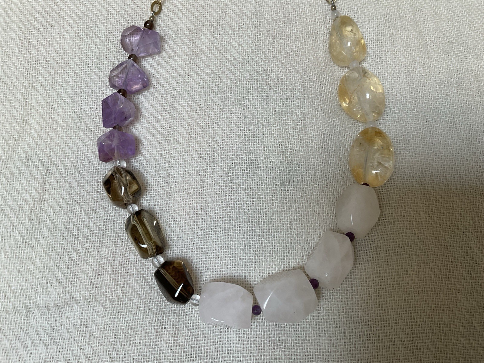 Vintage Multi Stone 925 Sterling Silver Necklace Genuine Gemstone IL Marks