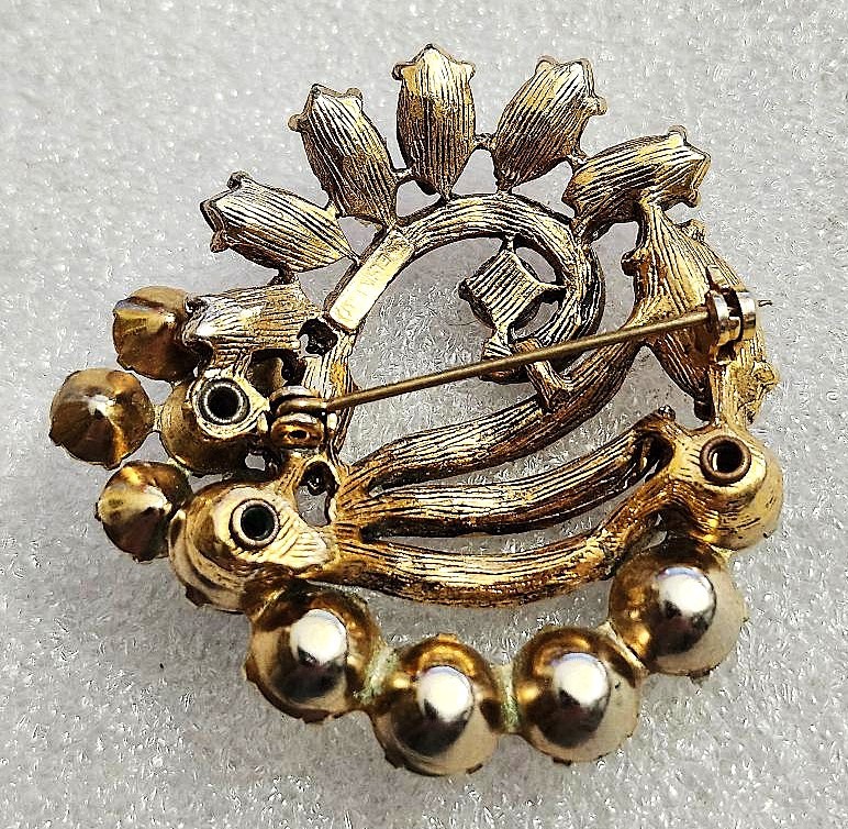 Beautiful Multi Bronze AB Golden Rhinestone Estate Sale Brooch Pin – Vintage
