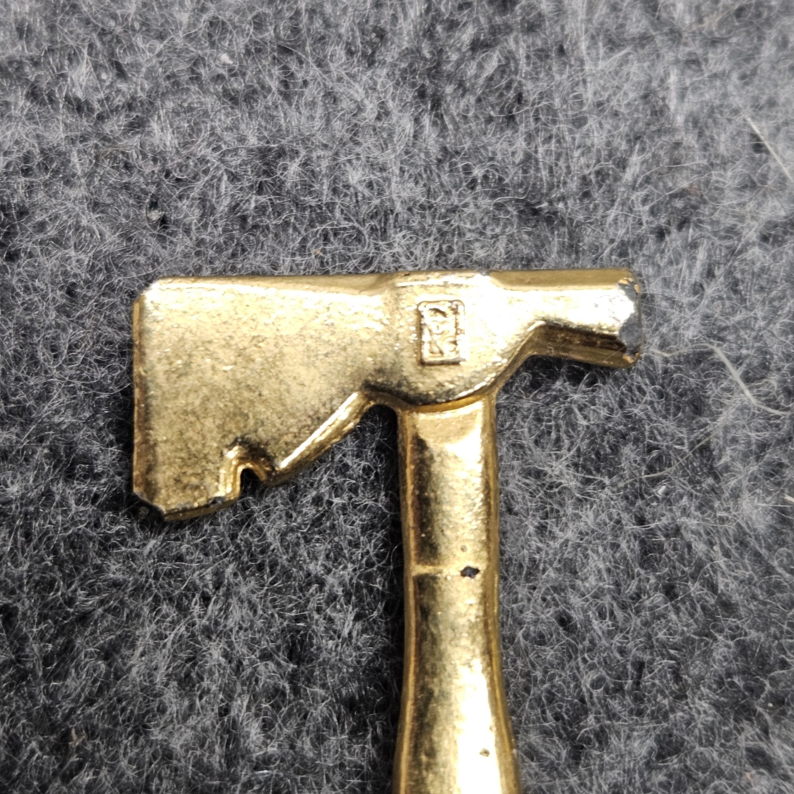 Vintage 1960s INTERCAST Miniature Metal Axe Charm Gold Tone