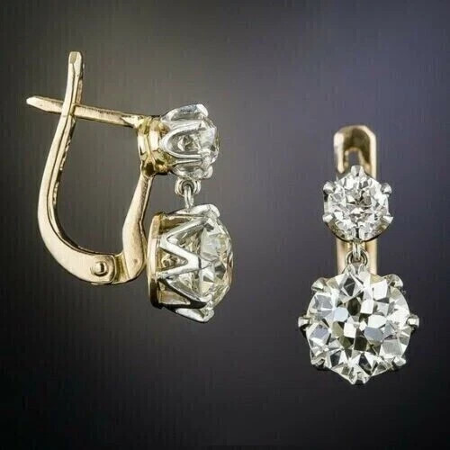 5Ct Art Deco Style Lab Created Diamond Anniversary Wedding 14K Gold FN Earrings