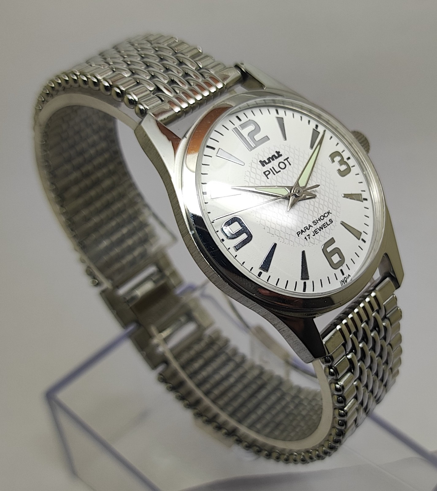 HMT Pilot Mechanical Hand Wound Watch White Dial Vintage Men’s Wristwatch