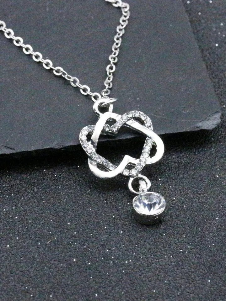Round Cut Lab Created Diamond Propose & Love Gift Pendent 14K White Gold Finish