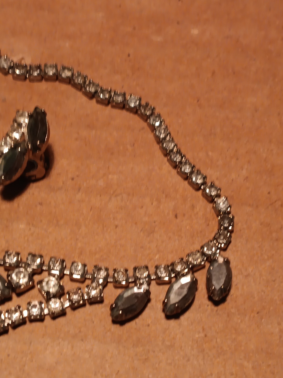 Two Art Deco? Style Costume Jewelry Necklaces 1 With Clip On Ear Rings.