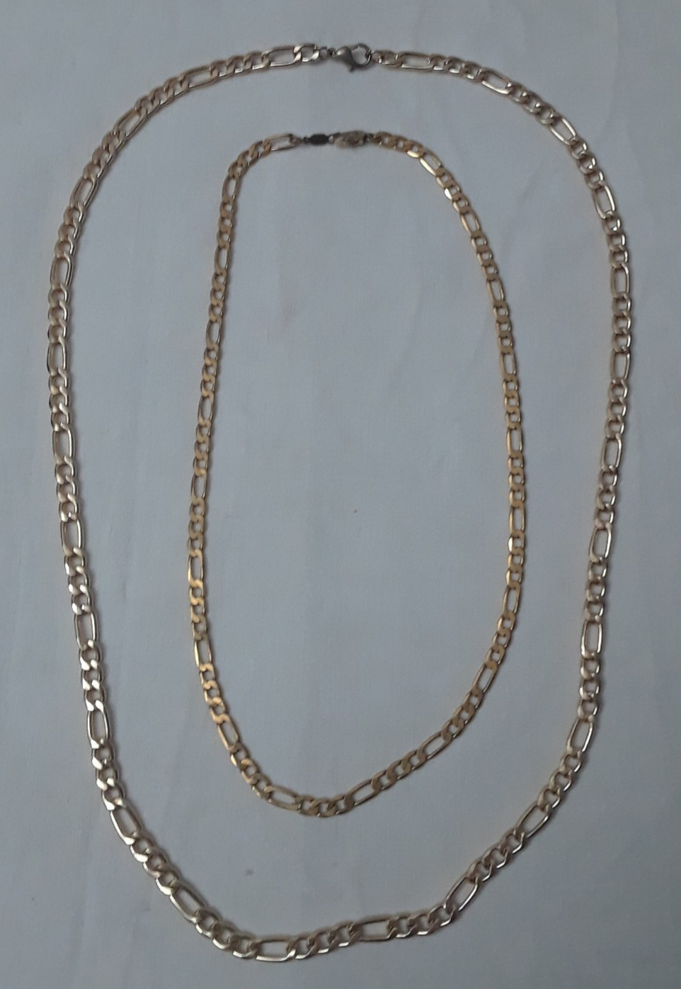 Vintage Lot of 2 Gold-Tone Stackable Flat Chain Necklace 16 – 24 inch