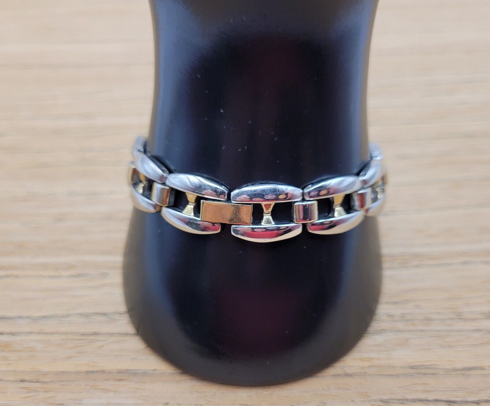 Bold Chunky Link Classic Style Stainless Steel Plated Two Tone Bracelet 7.5 Inch