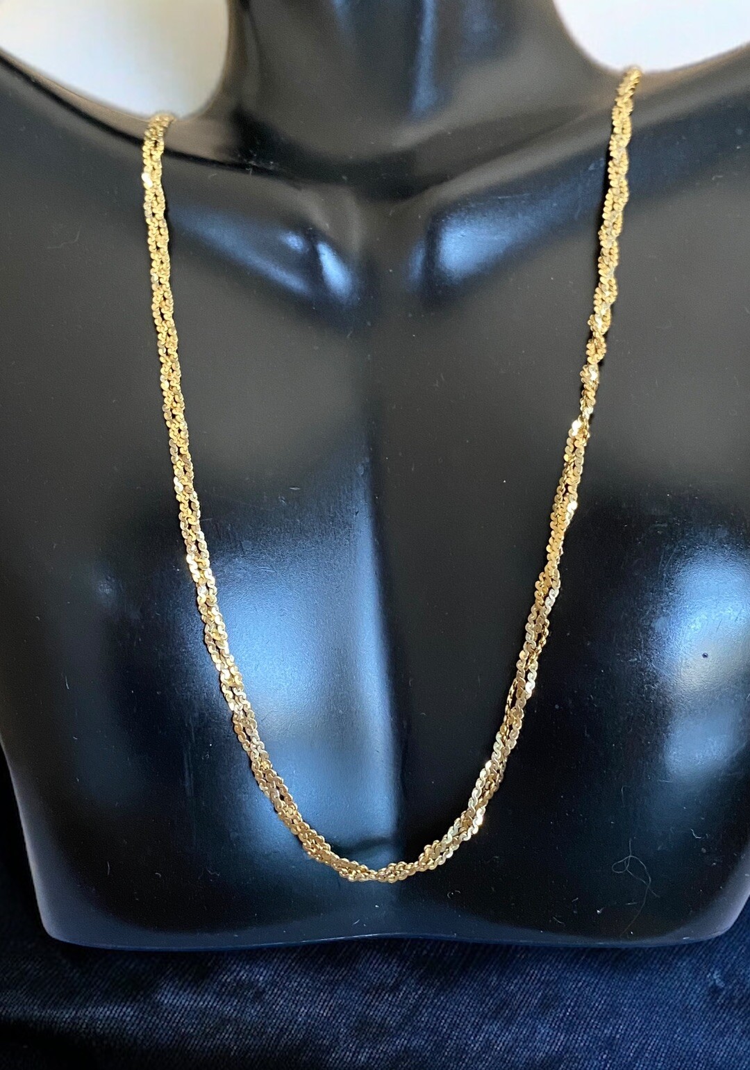 Vintage 14K Solid Italian Gold 17.75” 3mm Braided Necklace 6.4 grams!