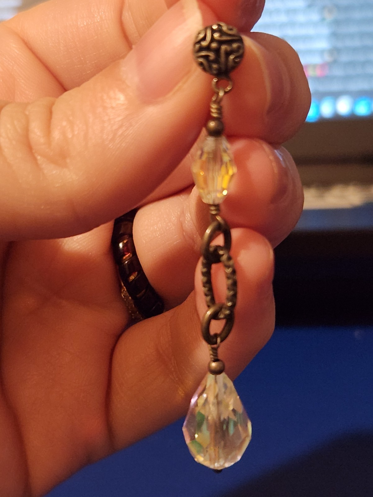 Sterling Silver Clear Stone Dangle Earrings