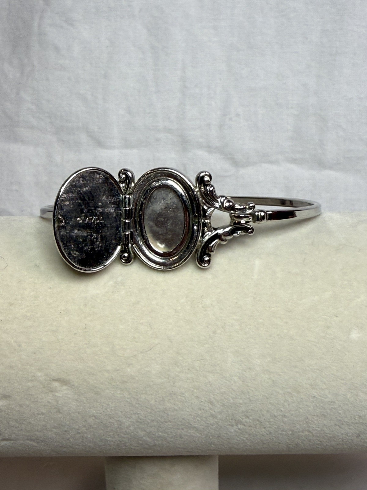 Vintage Avon 1970s Monogram Silvertone Locket Bracelet